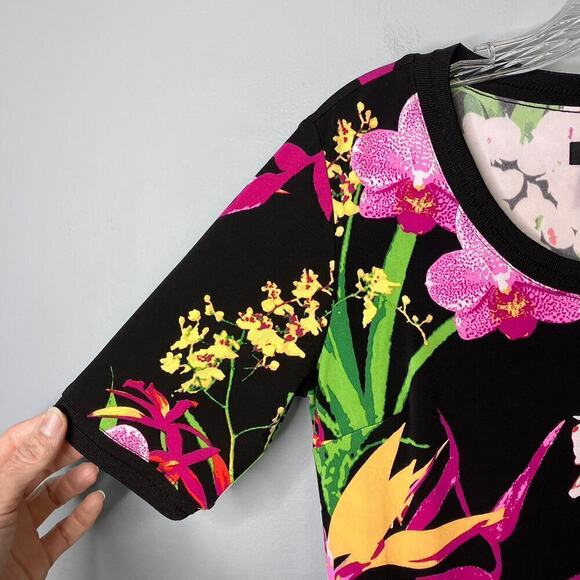 G.I.L.I. Got It Love It Short Sleeve Black Floral Bodycon Maxi Dress Size XSP - Picture 14 of 15